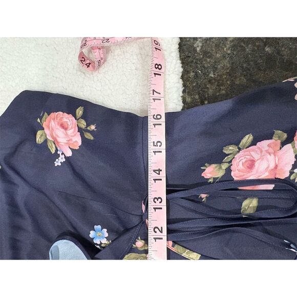 Altar'd State Women's L Blue Floral Sleeveless Ruffle Short Dress - Picture 11 of 12